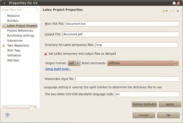 project_properties Project properties