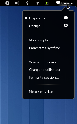 Menu Utilisateur Menu Utilisateur